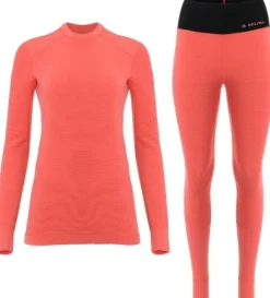 Aclima StreamWool Crewneck naisten kerrastosetti, Spiced Coral