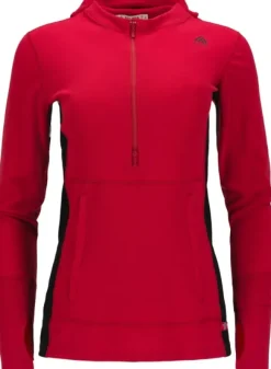 Aclima WarmWool Hoodsweater w/Zip naisten kerrastopaita, Jester Red/Jet Black