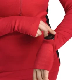 Aclima WarmWool Hoodsweater w/Zip naisten kerrastopaita, Jester Red/Jet Black