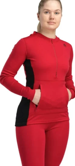 Aclima WarmWool Hoodsweater w/Zip naisten kerrastopaita, Jester Red/Jet Black