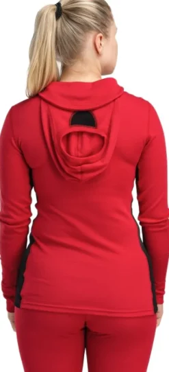 Aclima WarmWool Hoodsweater w/Zip naisten kerrastopaita, Jester Red/Jet Black