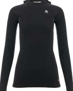 Aclima WarmWool Hoodsweater V2 naisten merinohuppari, Jet Black