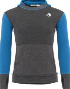 Aclima WarmWool Hoodsweater lasten kerrastopaita, Corsair/Marengo/Beige Melange