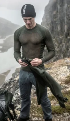 Aclima WN crew neck - aluskerrastopaita tumma oliivi