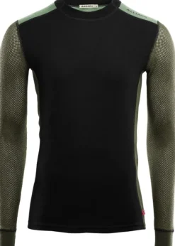 Aclima WoolNet Hybrid Crewneck villaverkkopaita, musta/vihreä