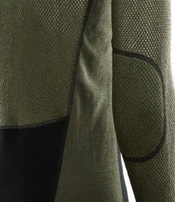 Aclima WoolNet Hybrid Crewneck villaverkkopaita, musta/vihreä