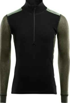 Aclima WoolNet Hybrid Mockneck kerrastopaita, musta/vihreä