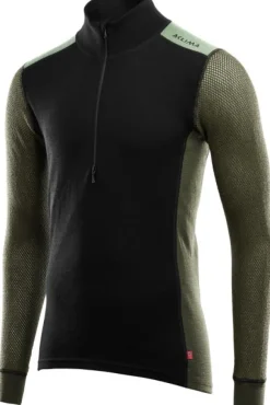 Aclima WoolNet Hybrid Mockneck kerrastopaita, musta/vihreä