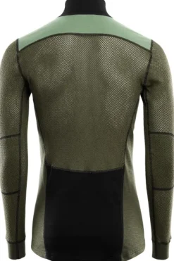 Aclima WoolNet Hybrid Mockneck kerrastopaita, musta/vihreä