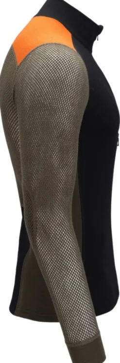 Aclima WoolNet Hybrid Mockneck kerrastopaita, Jet Black/Tarmac/Gold Flame