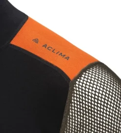 Aclima WoolNet Hybrid Mockneck kerrastopaita, Jet Black/Tarmac/Gold Flame