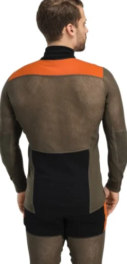 Aclima WoolNet Hybrid Mockneck kerrastopaita, Jet Black/Tarmac/Gold Flame