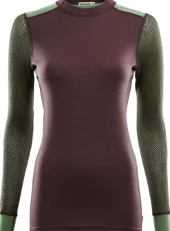 Aclima WoolNet Hybrid verkkoaluspaita, luumunpunainen/vihreä