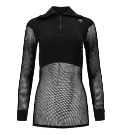 Aclima WoolNet Polo Shirt with Zip Woman Jet Black