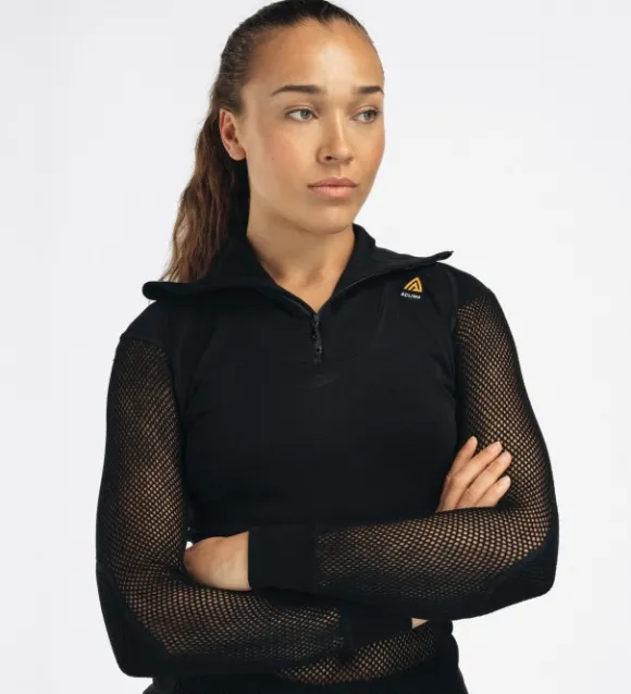 Aclima WoolNet Polo Shirt with Zip Woman Jet Black
