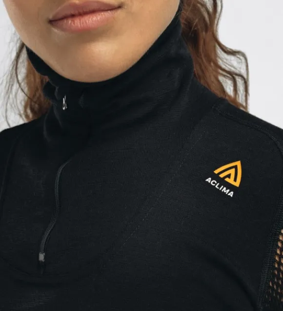 Aclima WoolNet Polo Shirt with Zip Woman Jet Black