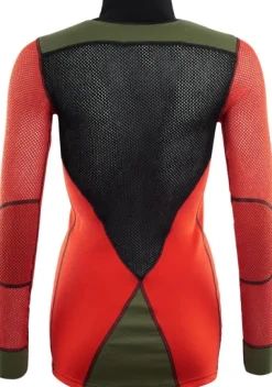 Aclima W's WoolNet Hybrid Mock Neck Jet Black/Poinciana/Capulet Olive