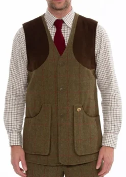 Alan Paine M's Combrook Tweed Shooting Waistcoat Sage