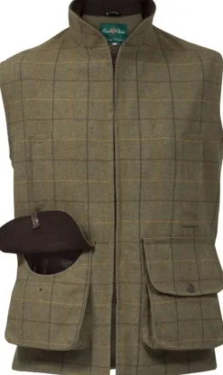 Alan Paine M's Rutland Tweed Waistcoat Dark Moss