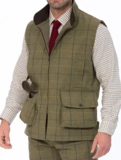Alan Paine M's Rutland Tweed Waistcoat Dark Moss