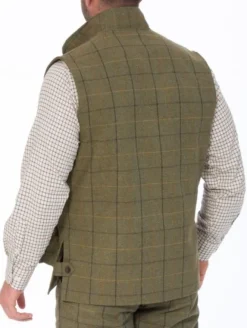 Alan Paine M's Rutland Tweed Waistcoat Dark Moss