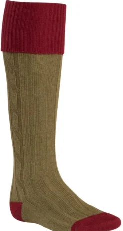Alan Paine Shooting Sock sukat, Bordeaux/Olive