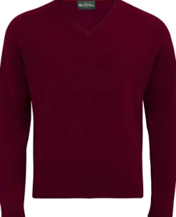 Alan Paine Streetly V-Neck Pullover lampaanvillainen pusero, viininpunainen
