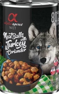 Alpha Spirit Meat Balls with Turkey and Coriander märkäruoka, 400 g