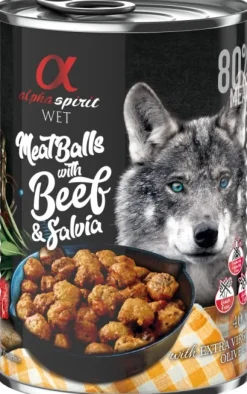 Alpha Spirit Meat Balls with Beef and Salvia märkäruoka, 400 g