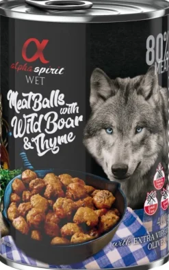 Alpha Spirit Meat Balls with Wild Boar and Thyme märkäruoka, 400 g