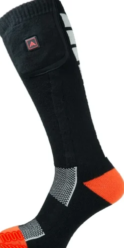 Avignon akkukäyttöiset lämpösukat, musta/oranssi/valkoinen