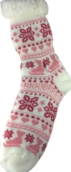 Avignon naisten lämpösukat, valkoinen/vaaleanpunainen