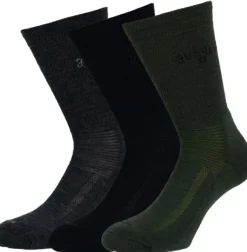 Avignon Terry Hiking -merinovillasukat, 3 paria, musta, harmaa, vihreä