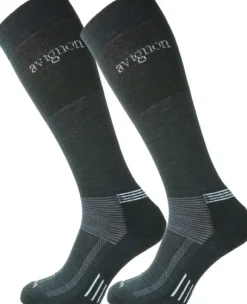 Avignon Terry korkeavartinen merinovillasukka, 2kpl, musta (36/39 or 45/48)