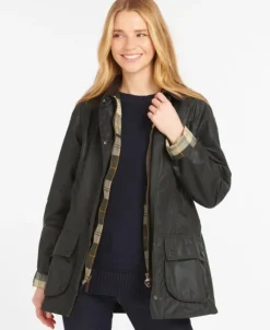 Barbour Beadnell Wax -naisten takki, Sage