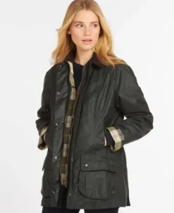 Barbour Beadnell Wax -naisten takki, Sage