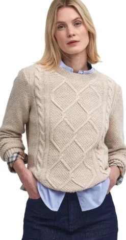 Barbour Burne Crew naisten paita, Oatmeal/Hessian Tart