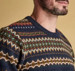 Barbour Case Fairisle Crew -villapaita, Navy Marl