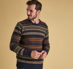 Barbour Case Fairisle Crew -villapaita, Navy Marl