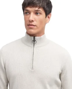 Barbour Cotton Half Zip Knitted Jumper neulepaita, Mist