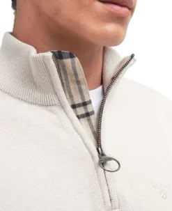 Barbour Cotton Half Zip Knitted Jumper neulepaita, Mist