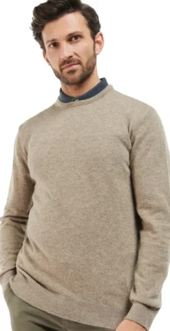 Barbour Essential Lambswool Crew Neck lampaanvillapaita, Fossil