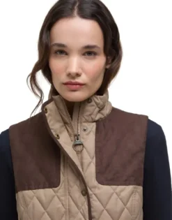 Barbour Keeper Wear Quilted Gilet naisten ampumaliivi, Military Brown