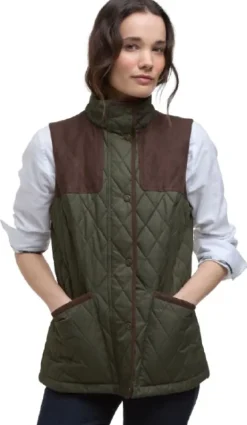 Barbour Keeper Wear Quilted Gilet naisten ampumaliivi, Olive/Ancient Tartan