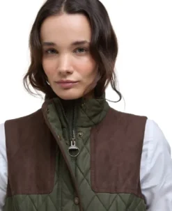 Barbour Keeper Wear Quilted Gilet naisten ampumaliivi, Olive/Ancient Tartan