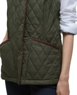 Barbour Keeper Wear Quilted Gilet naisten ampumaliivi, Olive/Ancient Tartan