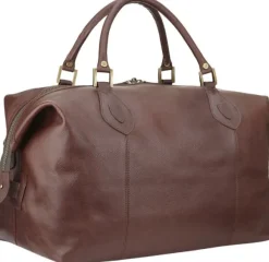 Barbour Leather Medium Travel Explorer Bag laukku, Dark Brown