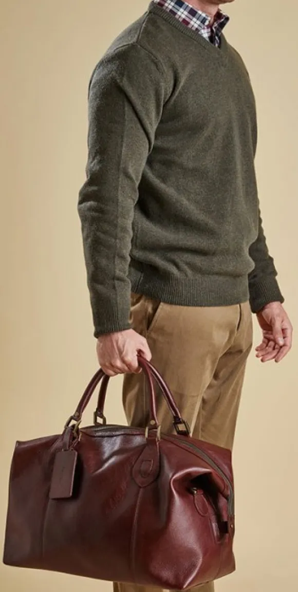 Barbour Leather Medium Travel Explorer Bag laukku, Dark Brown