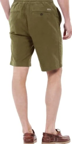 Barbour Linen Cotton Mix Short shortsit, Military Green