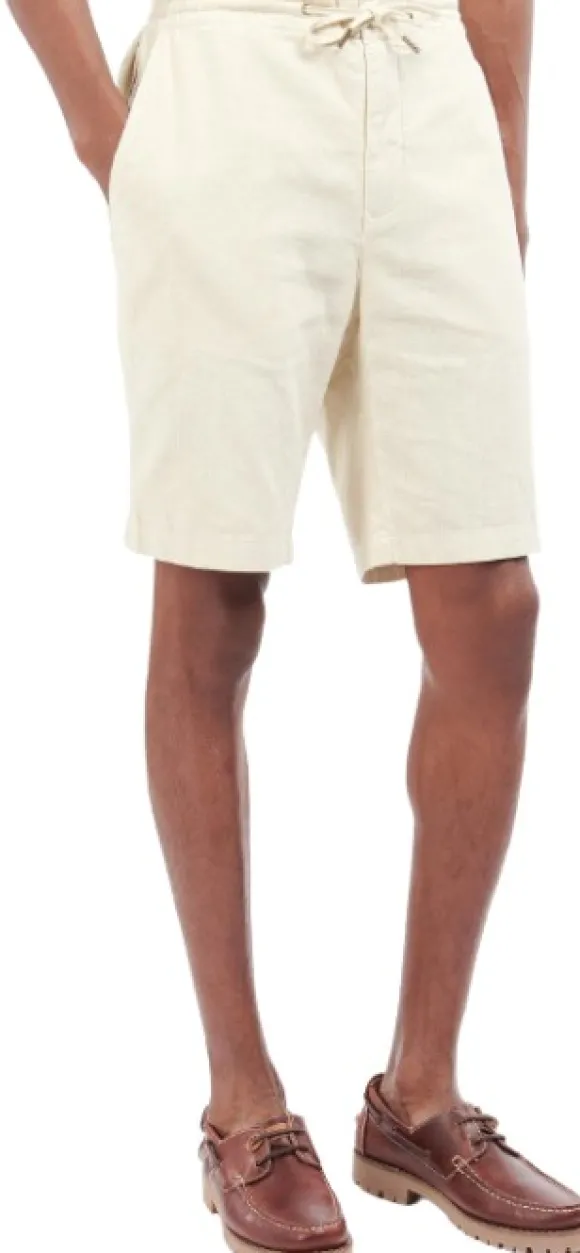 Barbour Linen Cotton Mix Short shortsit, Light Stone